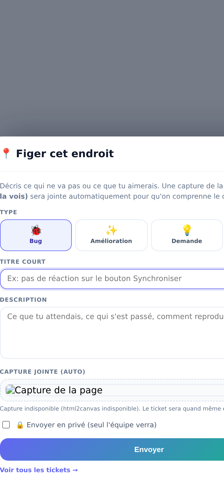Modale Figer cet endroit avec capture auto